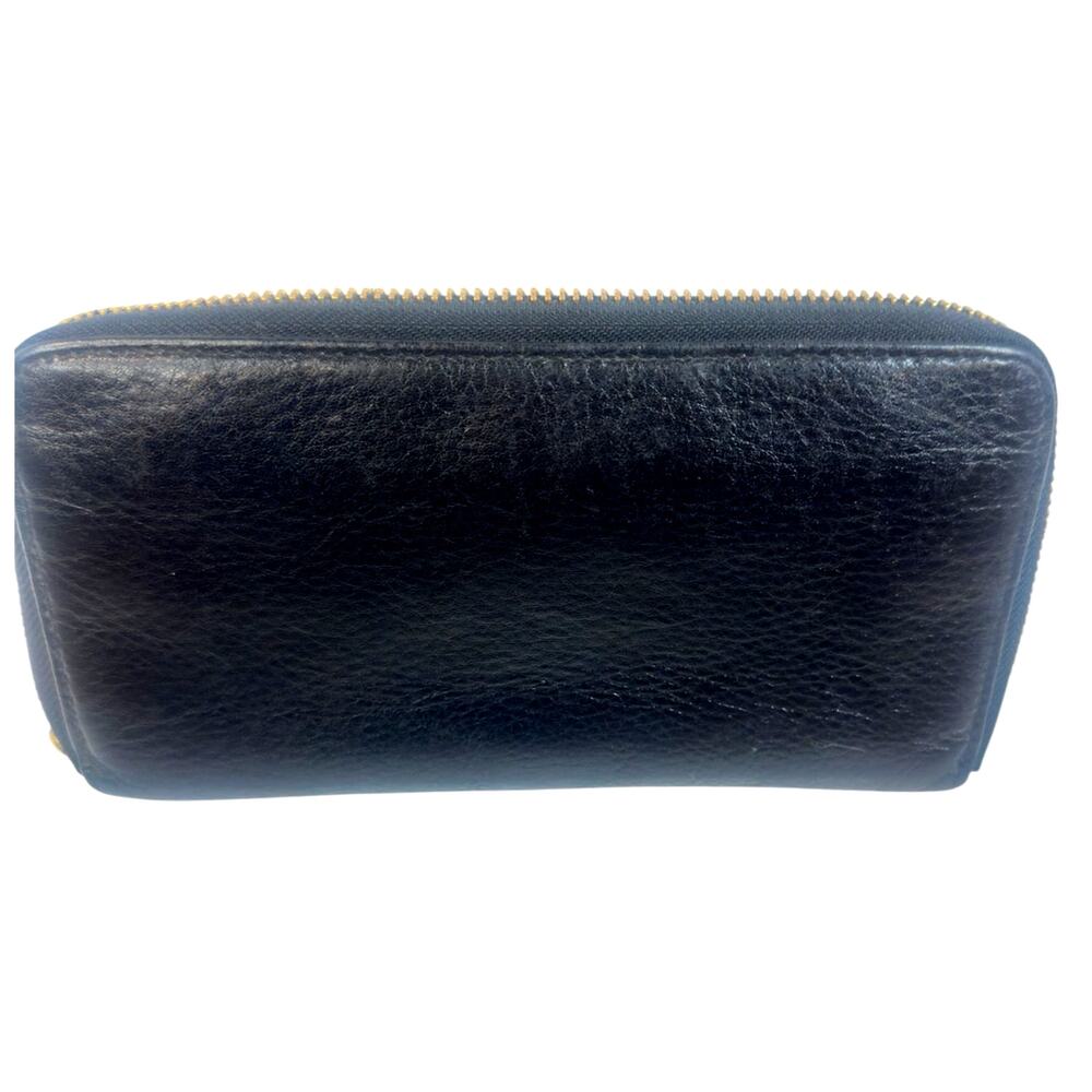 Tory Burch Black Leather Zip Around Wallet - Picture 2 of 5